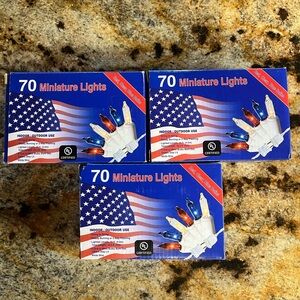 Hobby Lobby 70 Mini Miniature String Lights Red Clear Blue Bulbs LOT 3 Boxes